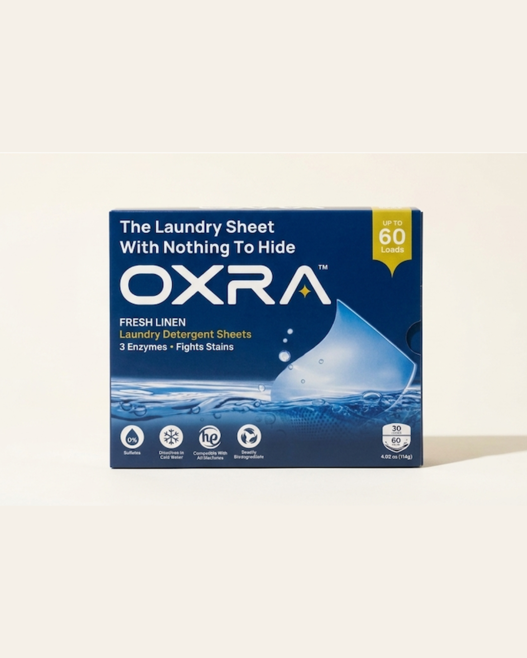 OXRA Fresh Linen laundry detergent sheets box, front pack